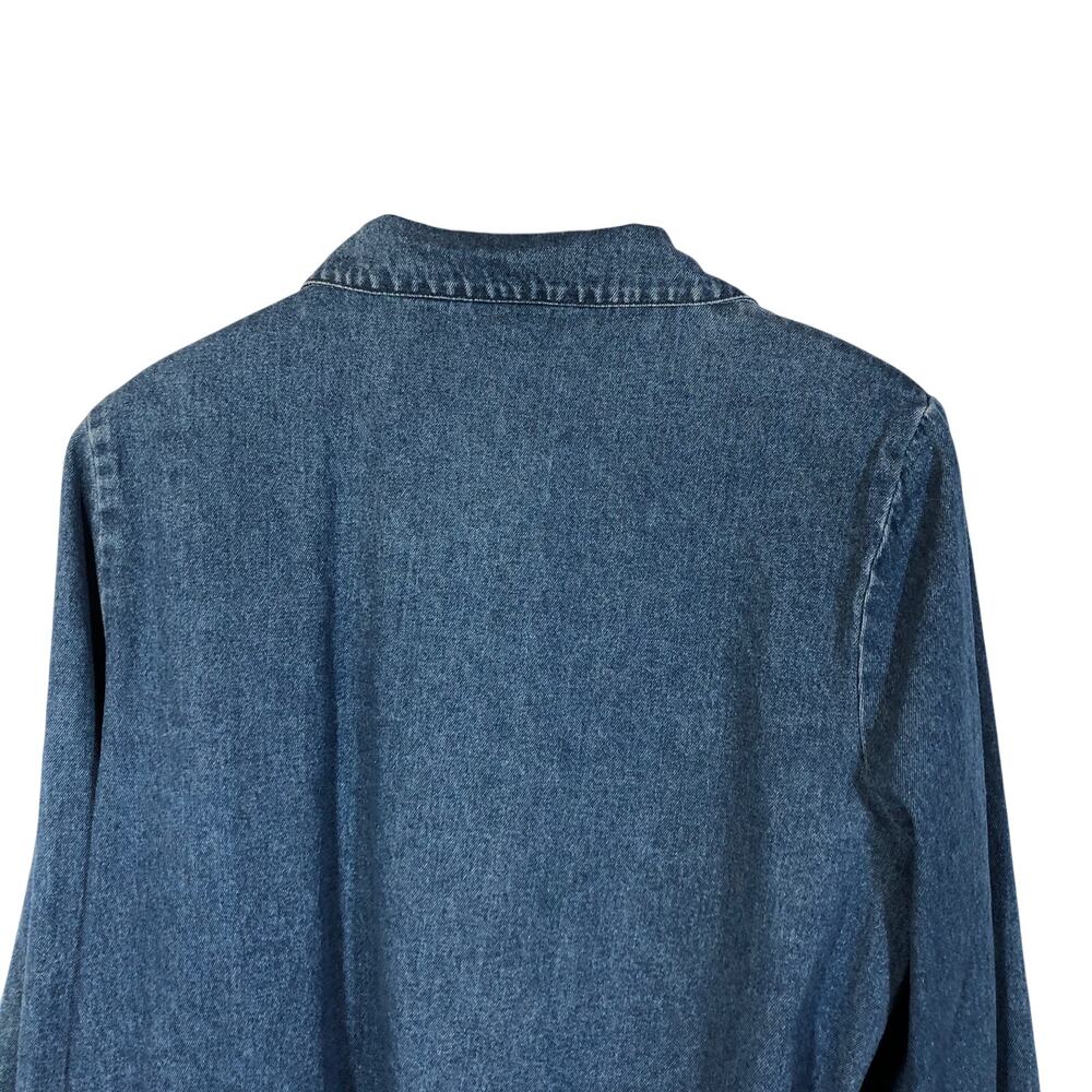 Denim Blazer Vintage Single Button Retro Western Office Blue Large Cotton - Picture 9 of 10